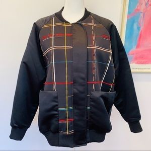 WESC UNISEX  PLAID BLACK BOMBER JACKET NWOT